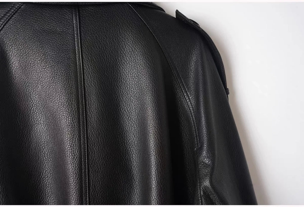 Fashion Real Leather Jacket for Women Modern Genuine Sheepskin Stand Up Collar Short Silhouette Coat Winter Tops Lapel