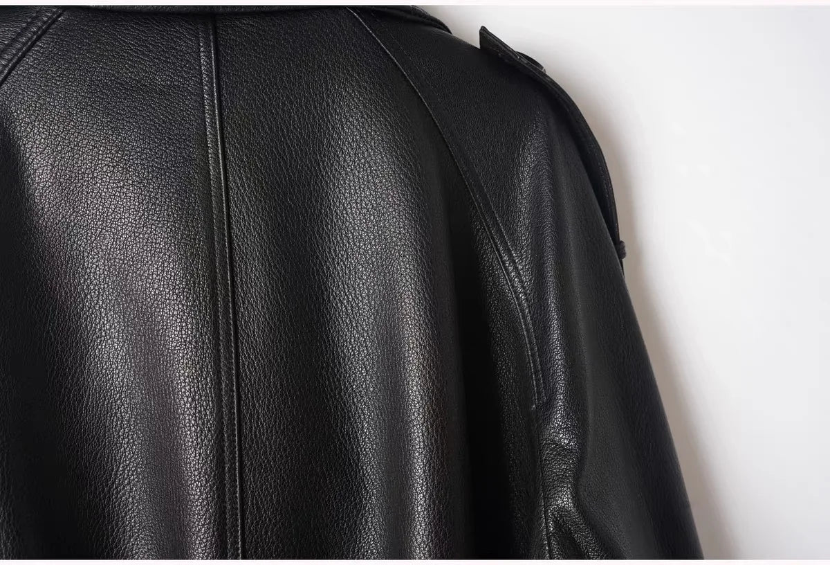 Fashion Real Leather Jacket for Women Modern Genuine Sheepskin Stand Up Collar Short Silhouette Coat Winter Tops Lapel