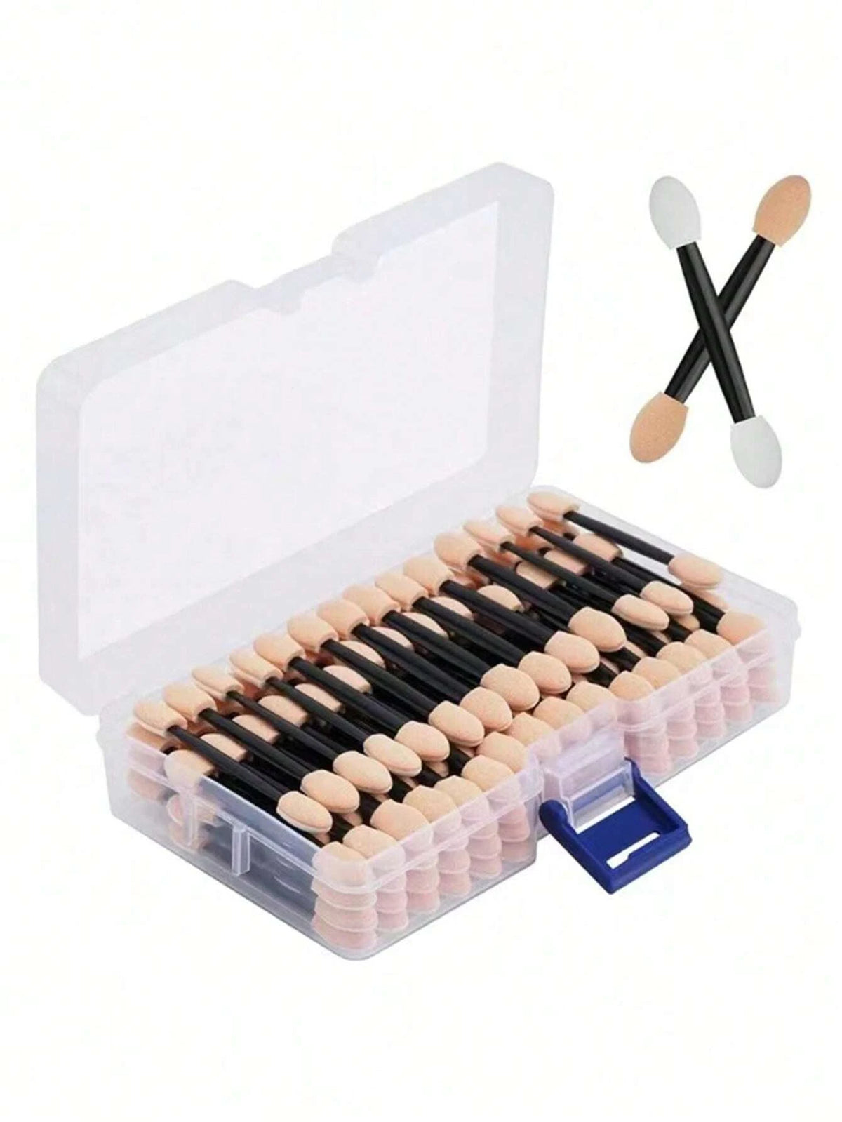 100/200Pcs Double-Headed Eyeshadow Brush, Disposable Dual Sided Eyeshadow Brush Double Ended Sponge Applicator Oval Tipped