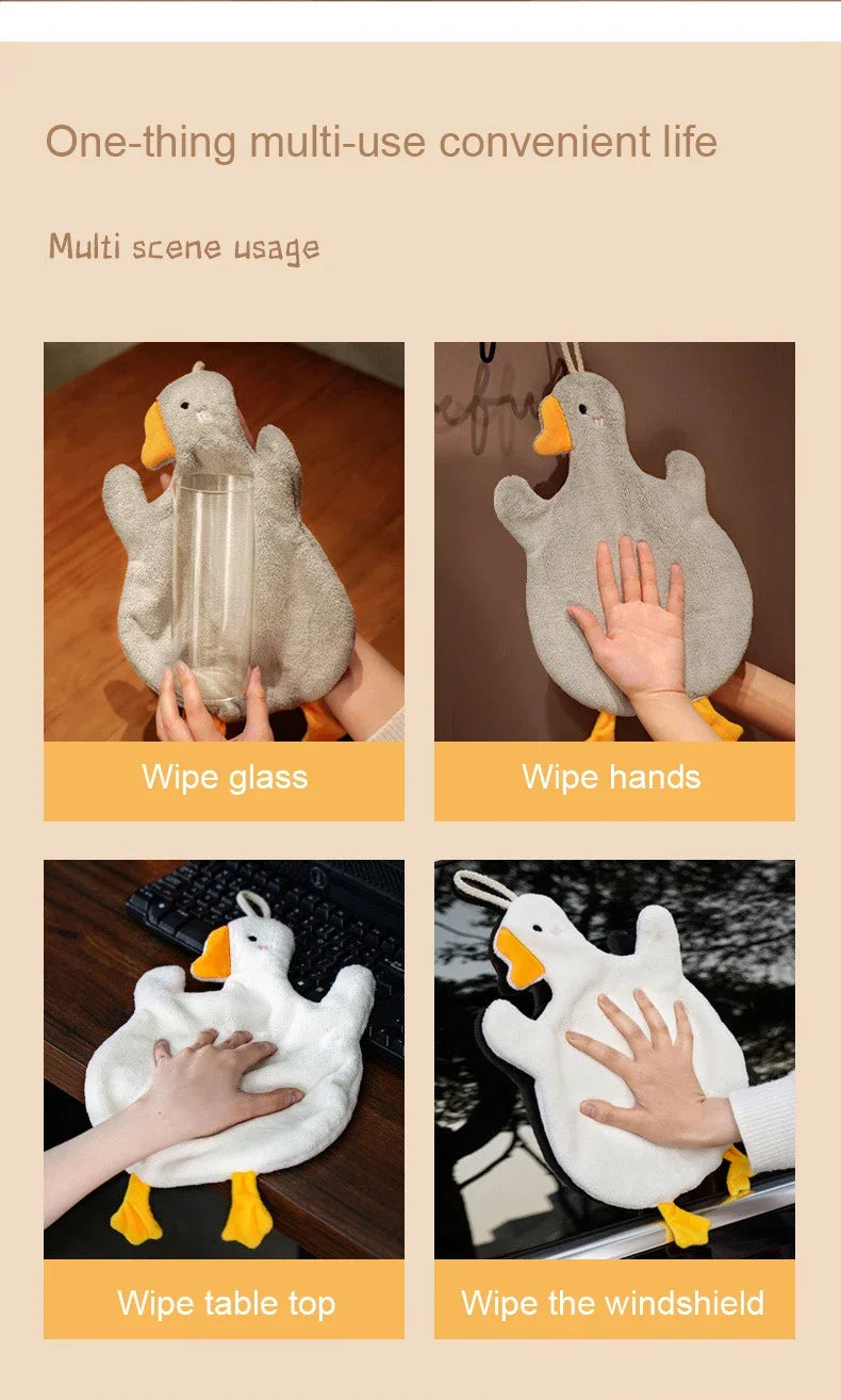 Cute Cartoon Goose Hand Towel for Kitchen and Bathroom - Hanging, Thickened, Absorbent Hand Towel