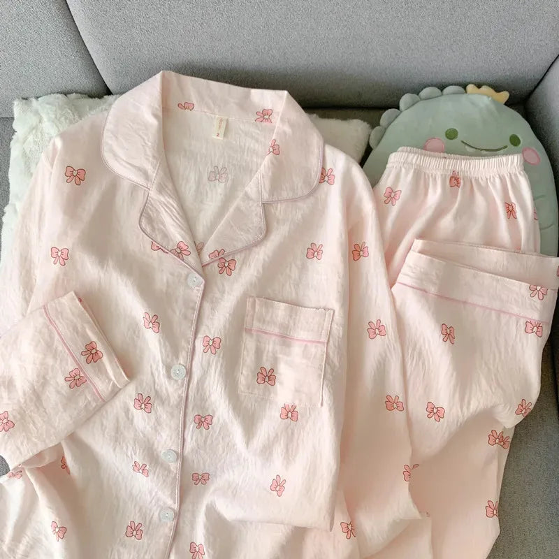 Spring/Autumn New Arrivals: Cloud-Print Cotton Long-Sleeved Pyjama Set for Women Adorable Sweetheart Style Nightwear Homewear