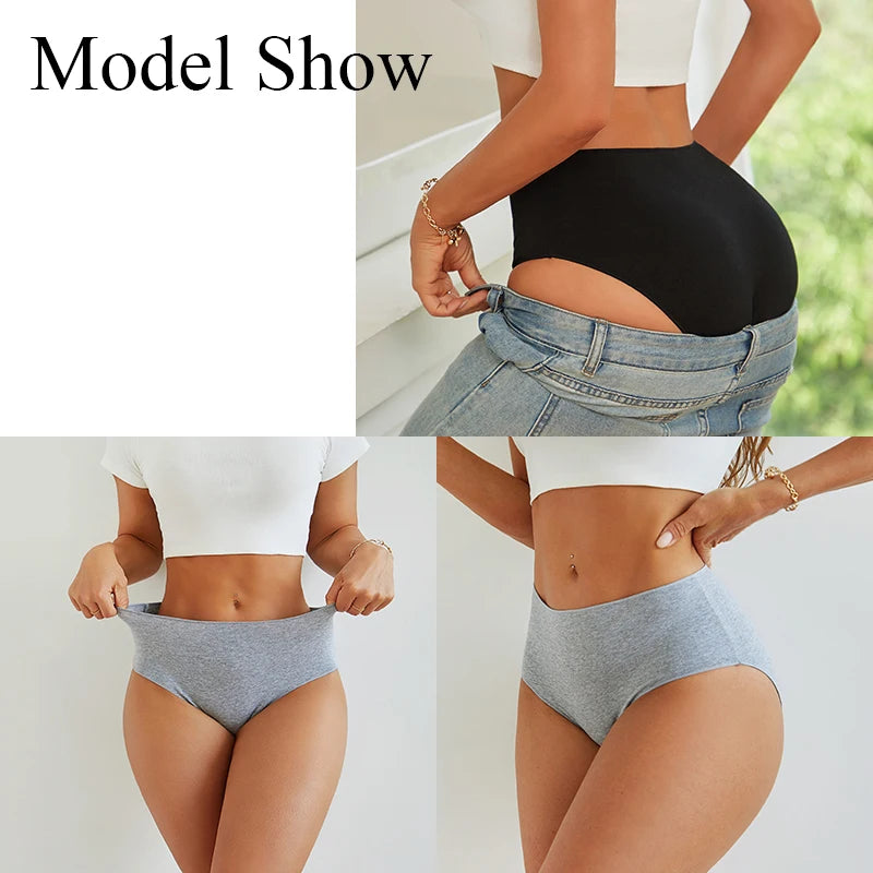 4Pcs/Set Comfort Cotton Panties Women High Waist Briefs Seamless Underwear Breathable Underpants Plus Size Panty S-2XL Intimates