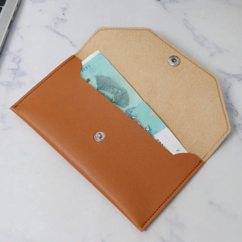 1PC Women's Wallet Reusable Money Clip Wallet Cash Bank Card Envelope Storage Bag with Card Slot Portable Leather Wallet Men