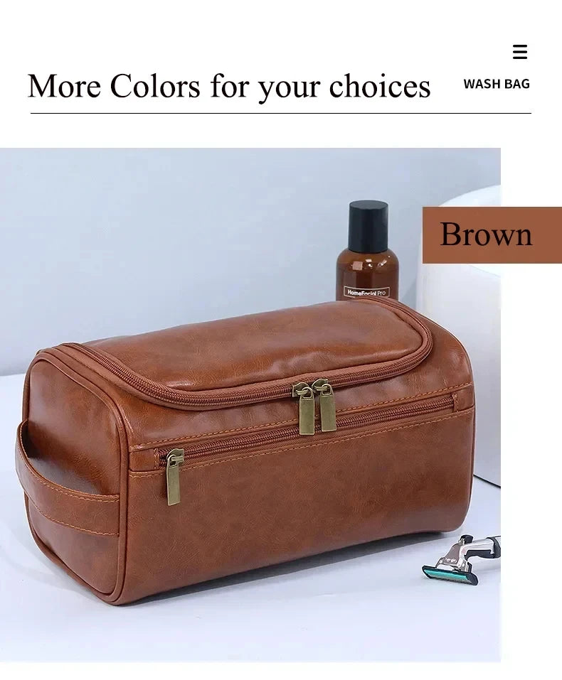 Leather Toiletry Bag for Men Women Dopp Kit Mens Hanging Toiletry Bag Travel Toiletry Bag for Traveling Large Cosmetic Bag for T
