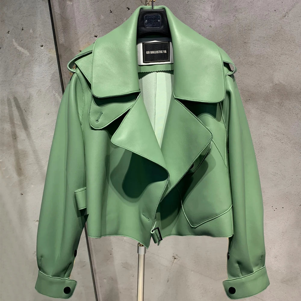 Lady Jacket Real Sheepskin Blouse Coat Women Spring and Autumn Casual Outwear 2979