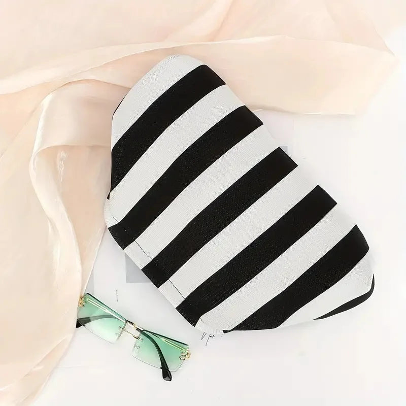 Woven Crochet Handbag Striped Colorblock Clutch Purse Ruched Bag Versatile Casual Beach Clutch Bag For Daily Commute Vacation