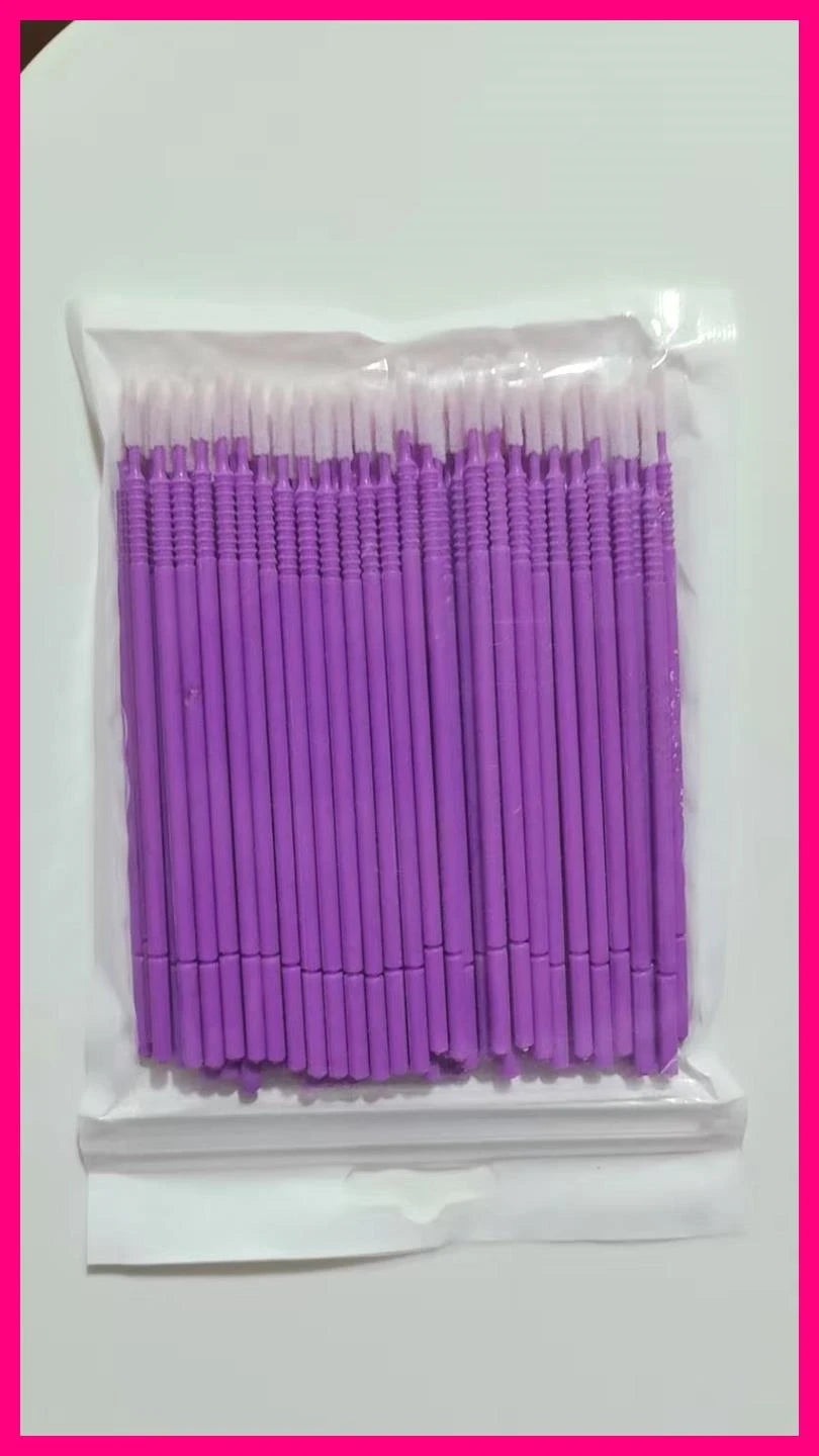 Wholesale 100pcs Long Head Bendable Micro Brushes Lash Extensions Eyelash Glue Cleaning Brush for Eyelashes