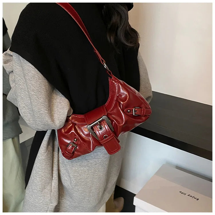 2025 Spring Hot Selling Maillard Style Retro Style Small Bag Spicy Girl Y2K Wasteland Style Vintage Leather Shoulder Armpit Bag
