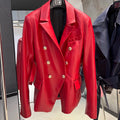 YOLOAgain Real Leather Jacket Women Leather Blazer Spring 2025