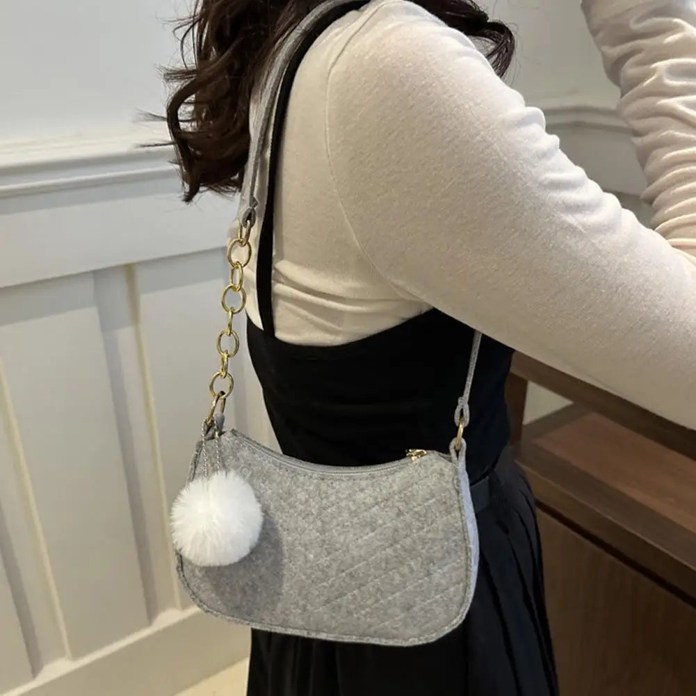 Mini Women Shoulder Bags Fashion Felt Women's Bag Advanced Design Underarm Handbags Mini Saddle Bag