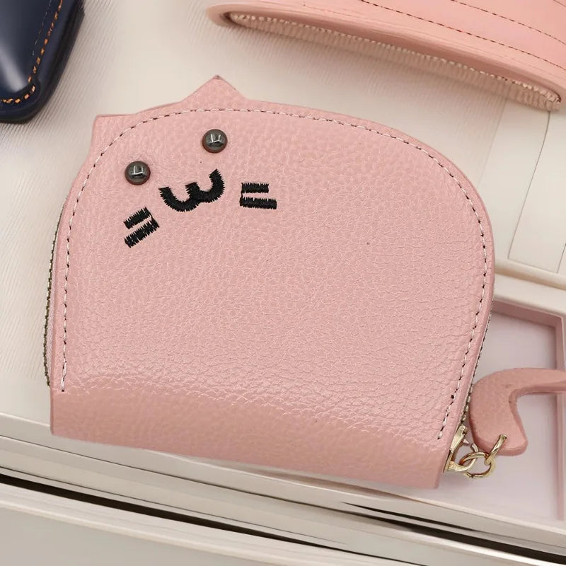 Women's Wallets New Cartoon Cat Compact Kawaii Cute Fashionable Trendy Small Card Bags Portable Large Capacity Coin Purses Girl