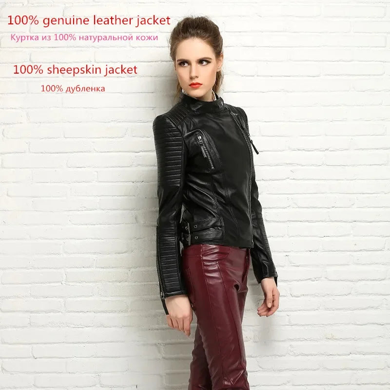 Tajiyane 100% Genuine Sheepskin Coat Jacket Women Real Leather Jacket Women Short Slim Jackets Outerwear Chaqueta De Cuero Mujer