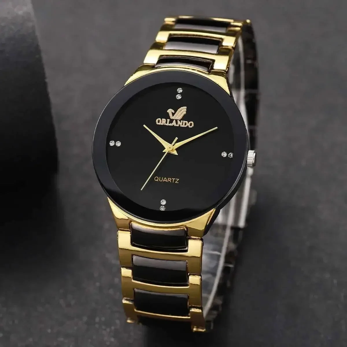 1/2PCS Fashion Couple's Watches Luxury Women Quartz Watch Men Business Watches Black Steel Band Male Analog Quartz Watch
