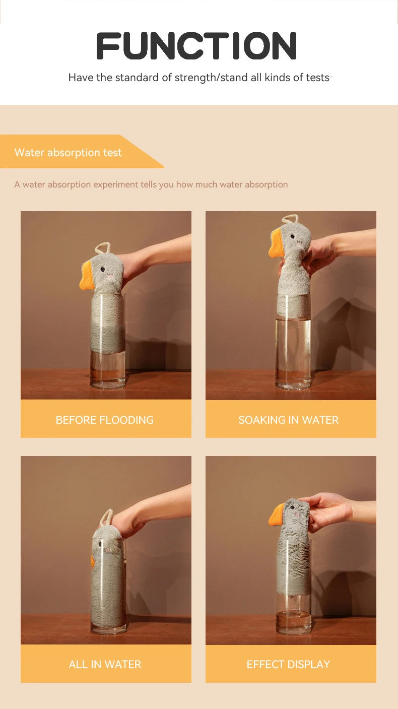 Cute Cartoon Goose Hand Towel for Kitchen and Bathroom - Hanging, Thickened, Absorbent Hand Towel