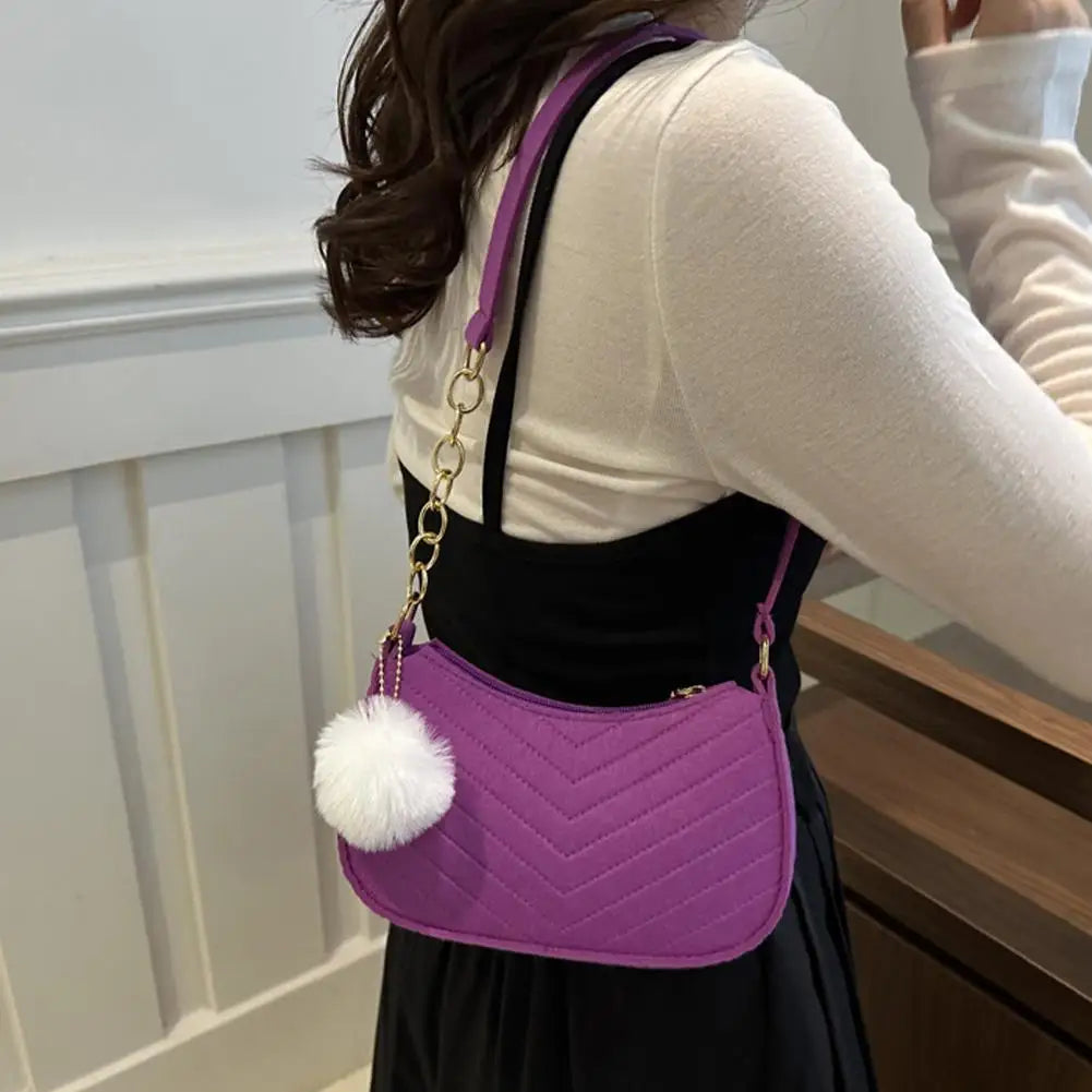 Mini Women Shoulder Bags Fashion Felt Women's Bag Advanced Design Underarm Handbags Mini Saddle Bag