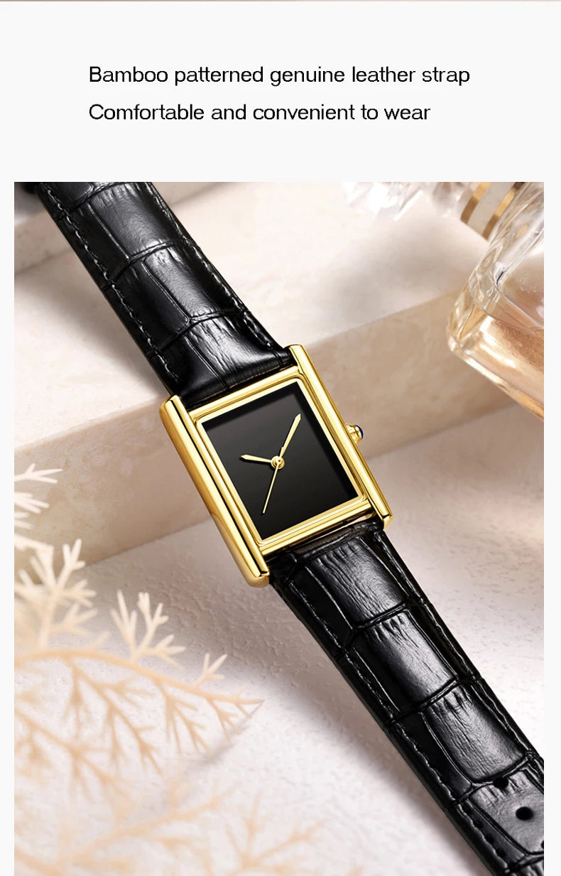 Brand Men's and Women's Watch Business Simple Square Student Leather Watches Waterproof Couple Fashion Quartz Wristwatches