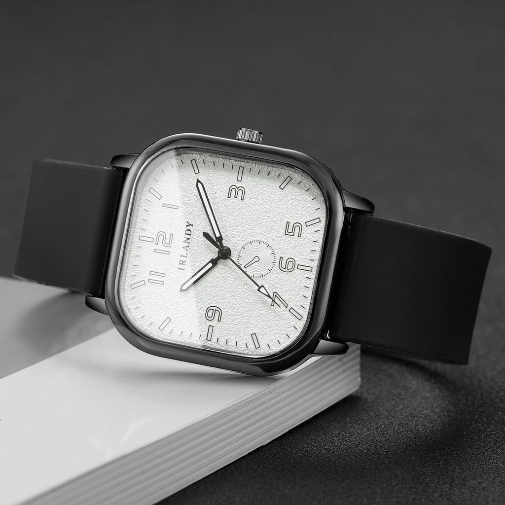 Fashion Square Women's Watch Casual Silicone Strap Quartz Watches Sports Wristwatch For Men Women Students（Without Box）