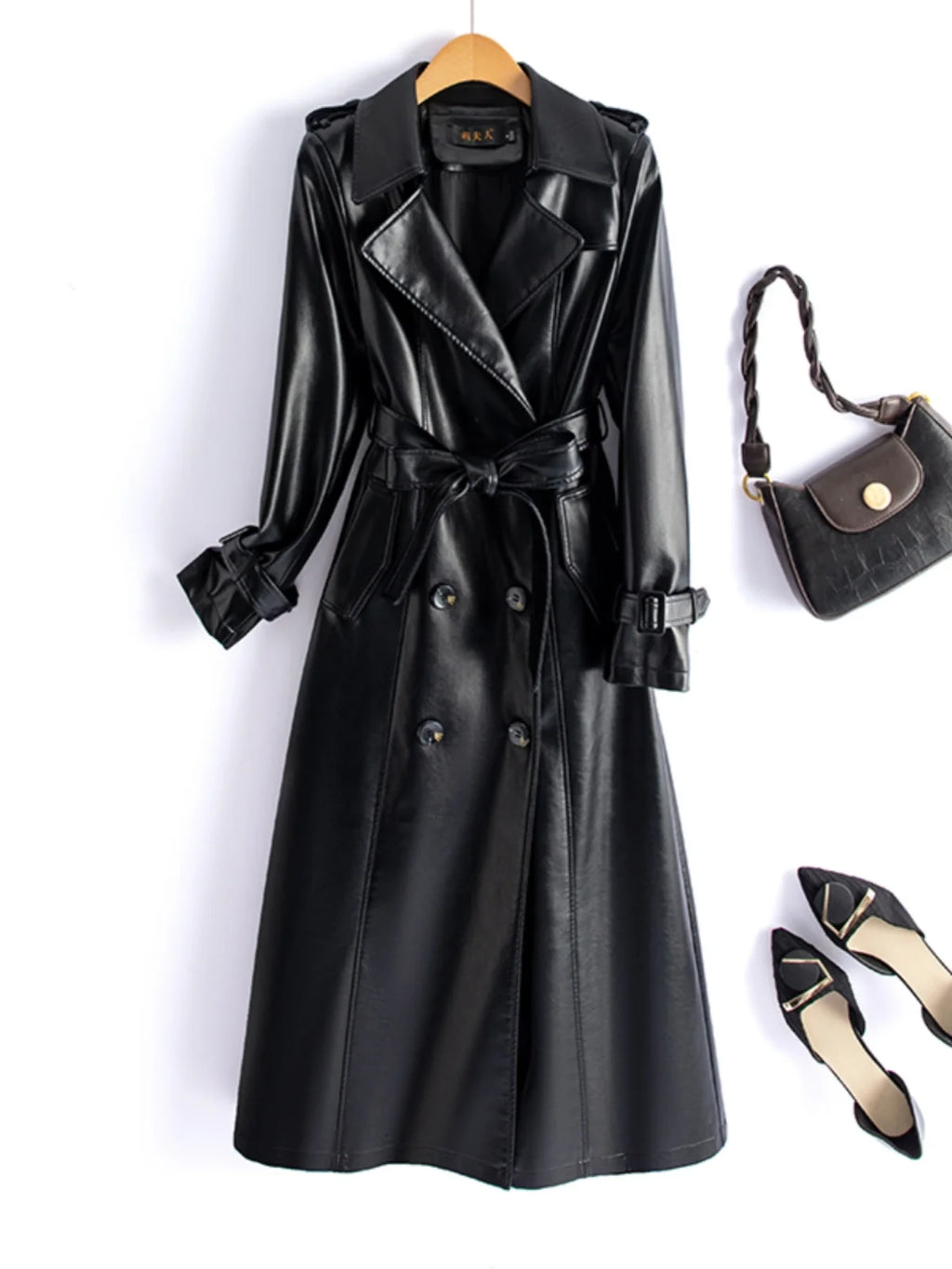 Real Leather Sheepskin Coat Women's Mid-Length Over-Knee Autumn Winter New Style Korean Version Slimming Windbreaker