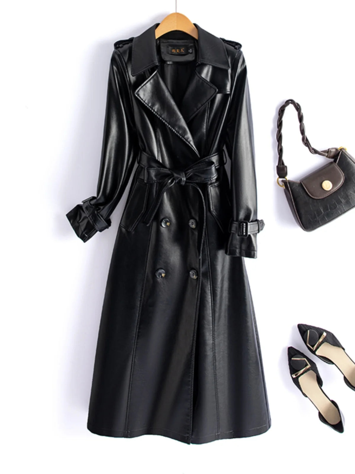 Real Leather Sheepskin Coat Women's Mid-Length Over-Knee Autumn Winter New Style Korean Version Slimming Windbreaker