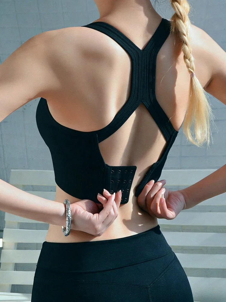 Sports Seamless Comfy & Breathable Push Up Yoga Tank Bra Top Women Gym Corset Crop Fitness Hollow Sexy Running Athletic Sportswe