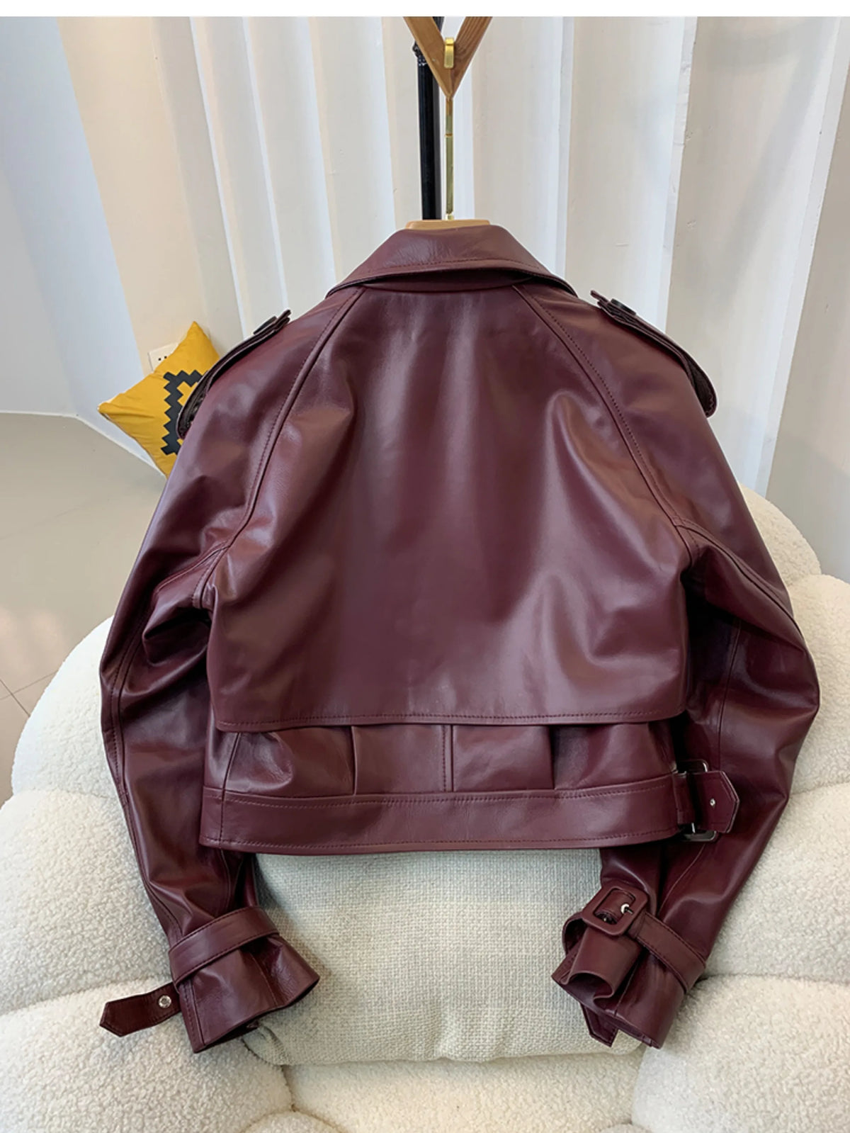 European Style Genuine Sheepskin Coat Women's Lapel Irregular Placket Real Leather Jacket Fashion Motorcycle Coats and Jackets