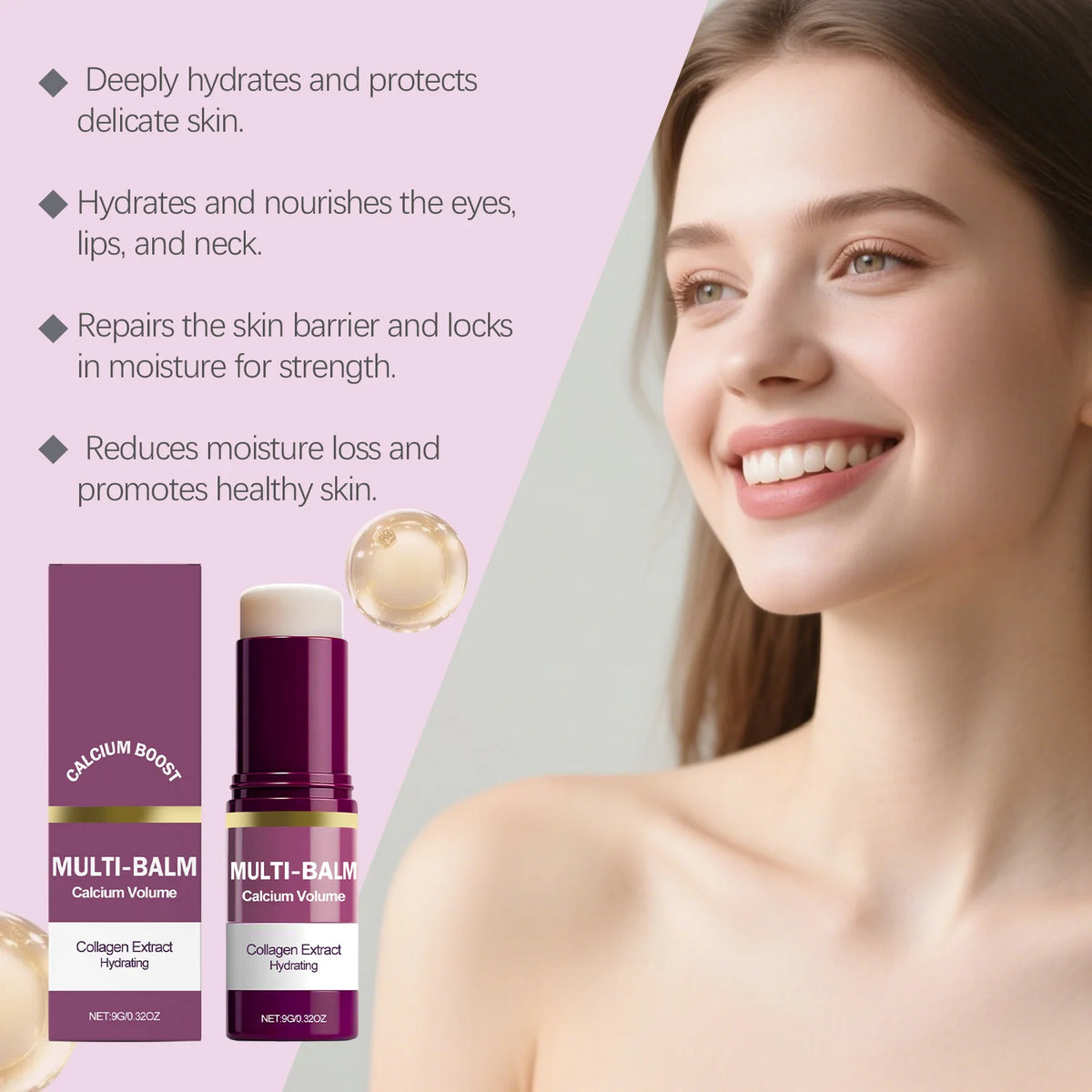Calcium Multi Balm Stick Collagen Hydrating Glow Face Neck Moisturizer