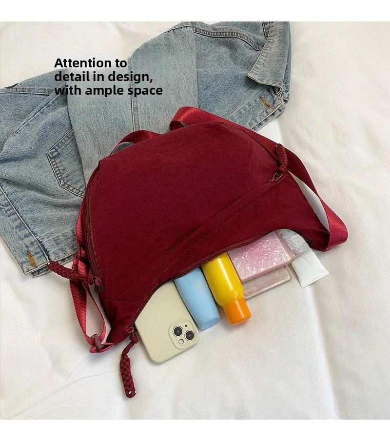 Women'S Simple Solid Color Canvas Dumpling Bag Casual Handbag Personalized Men'S Shoulder Bag Daily Use