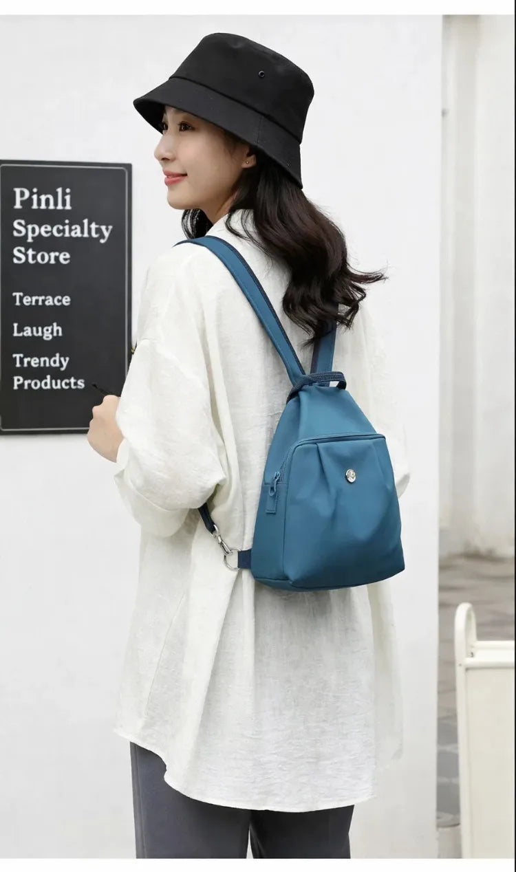 Women's Lightweight Mini Backpack, Oxford Cloth Chest Bag with Anti-theft Function, Simple Stylish Versatile Convertible Daypack