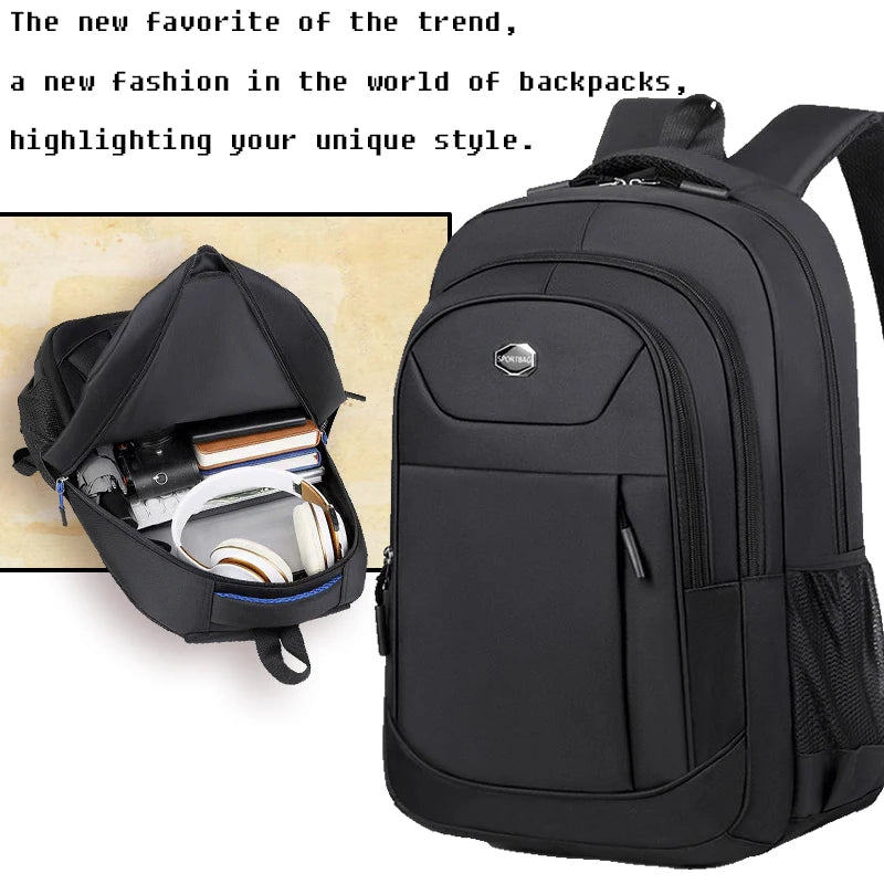 Versatile Men's Practical Backpack Multi-Color Option Multi-Pocket Adjustable Strap Lightweight for Daily Use Work Bag