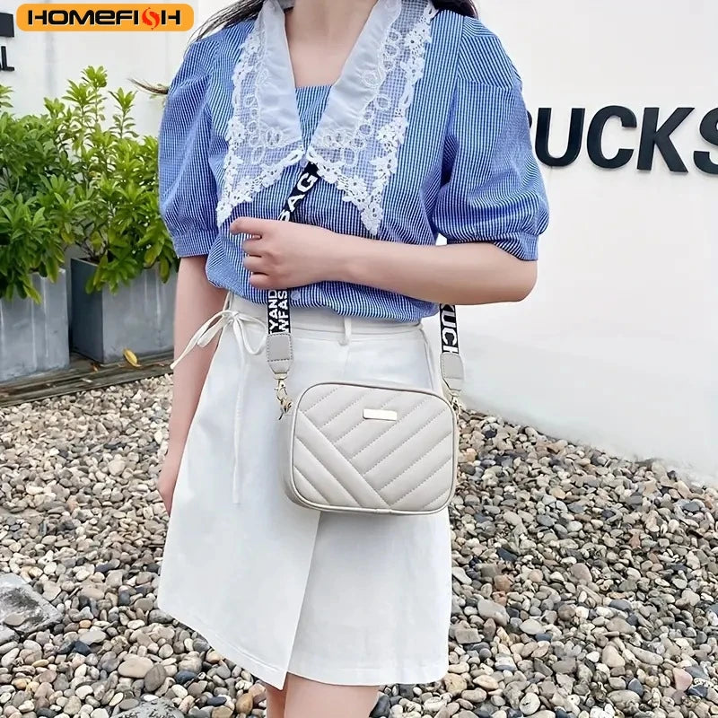 HOMEFISH High Quality PU Shoulder Bags for Woman's Handbag Simple Crossbody Casual Messenger Bag Cool Shoulder Bags Phone Bag