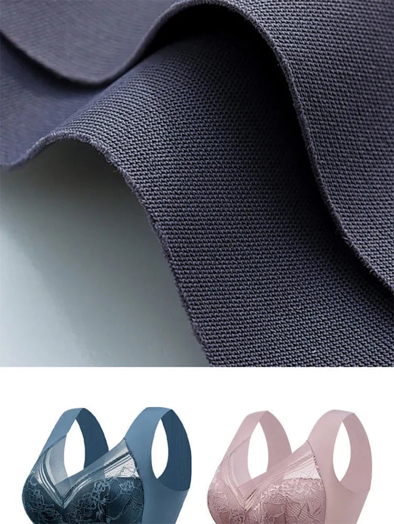 L-6L Women Large Bra Push Up Ice Silk Seamless upper Bralette Lace Wireless Summer Bras Plus Size Top Lingerie Underwear 15019