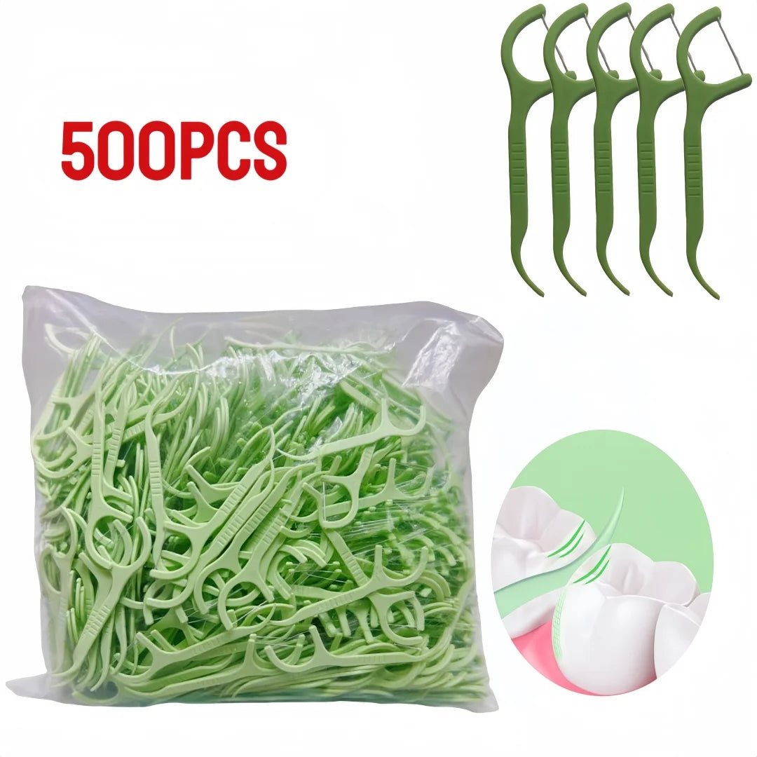 500 Pieces Ultra-Fine Dental Floss Picks for Adults Portable Toothpicks And Floss Combination Bulk Pack Household Dental Care Se