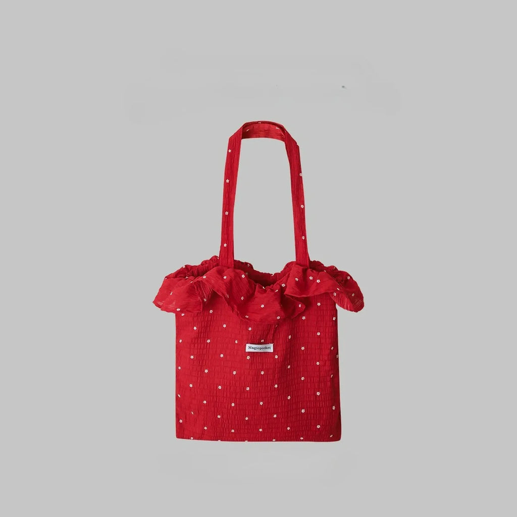 All-match Wave Point Chiffon Shoulder Bag Large Capacity Fairy Mesh Handbag Commuting Bag Korean Style Tote Bag Women