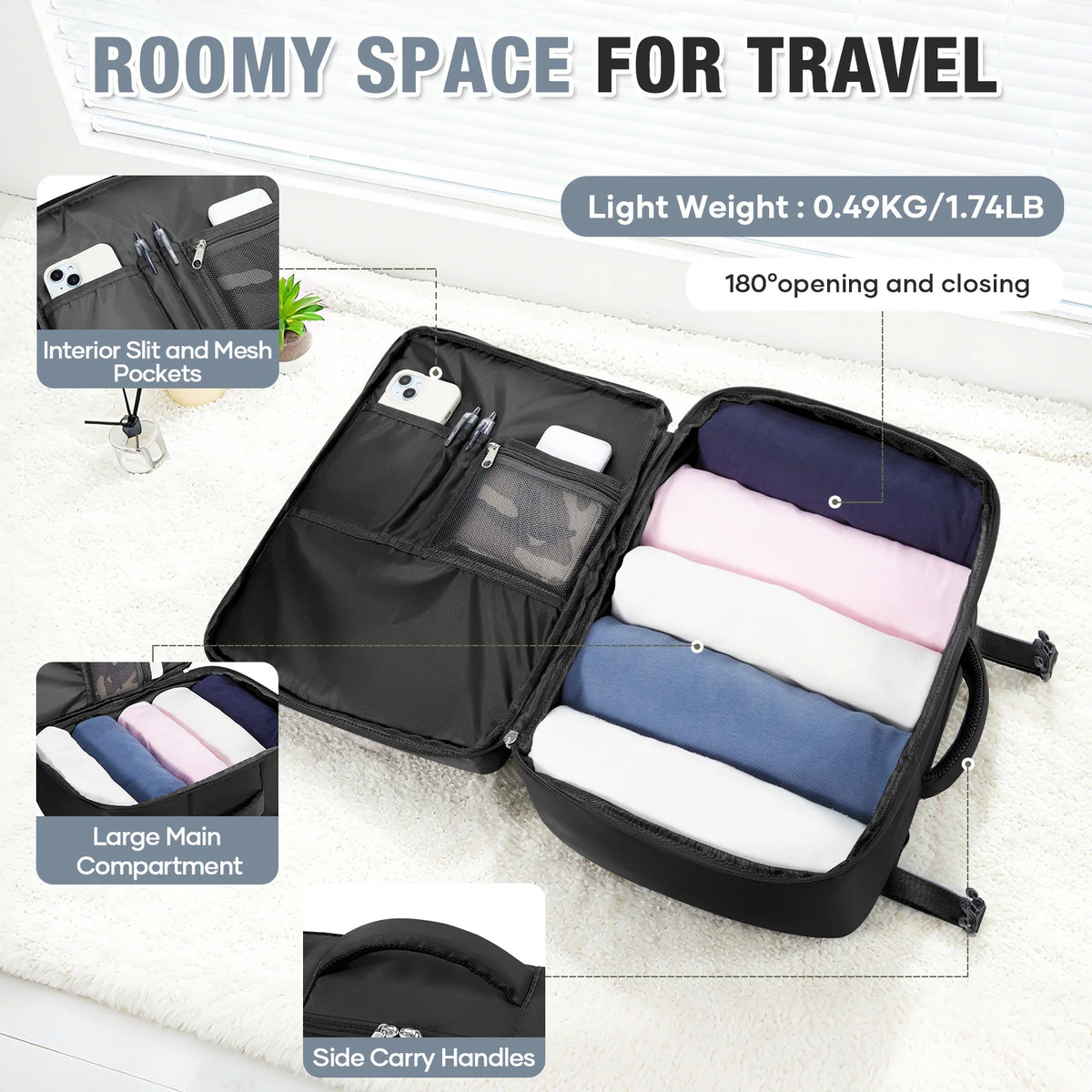 Ryanair 40x30x20 Luggage Cabin Bag, 40x30x20 Bag Men Women 15.6inch Laptop Bag Business  Travel Backpack，College School Backapck