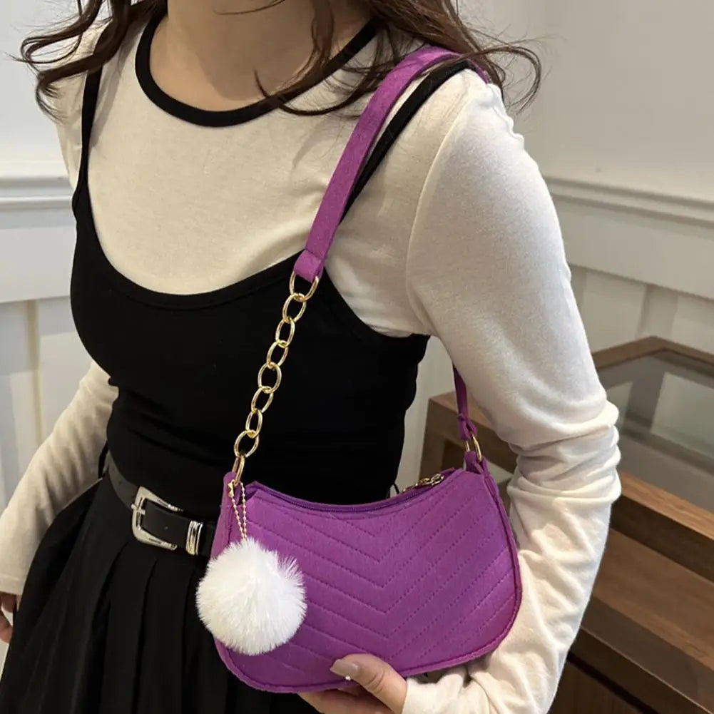 Mini Women Shoulder Bags Fashion Felt Women's Bag Advanced Design Underarm Handbags Mini Saddle Bag