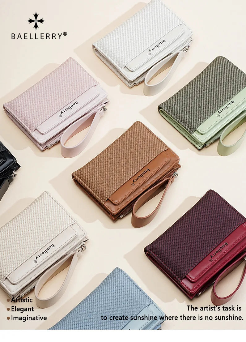 Baellerry Fashion Zipper Wallets Buckle Coin Purse Hand Women's Short Wallet Bifold Multi-slot Card Holder