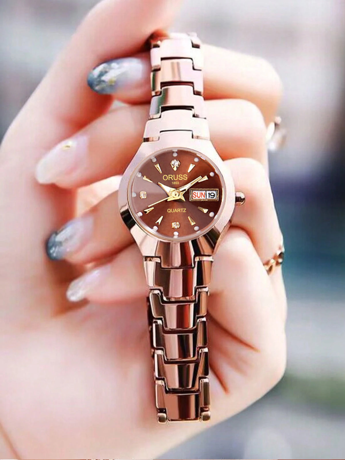 ORUSS Couple Watch Waterproof Casual Fashion Women Men Quartz Watches Ladies Stainless Date Week Men Clock Lover's Date Gift