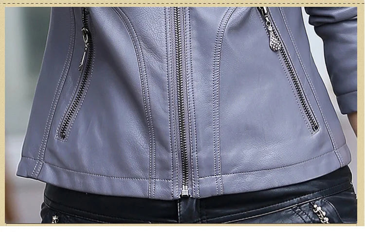 New Sheep Leather Jacket Women Spring Autumn 2026 Casual Fashion Motorcycle Jackets Female Streetwear Slim Chic Short Coat