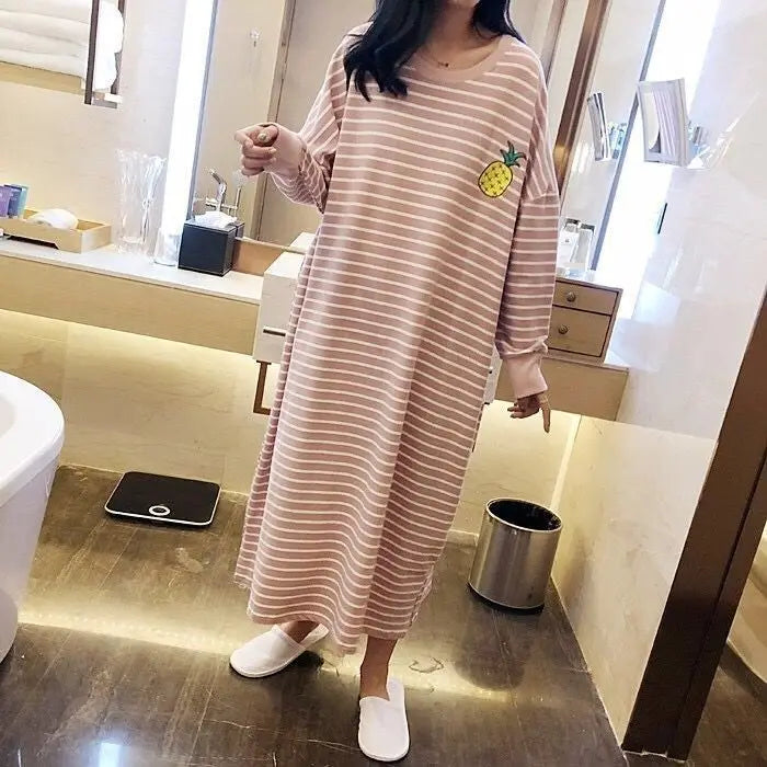 Loose Long Sleeve Sleepwear Women's Home Clothes Striped Pattern Sweet Style Spring Summer New Arrival 2023 Thin Fabric round...