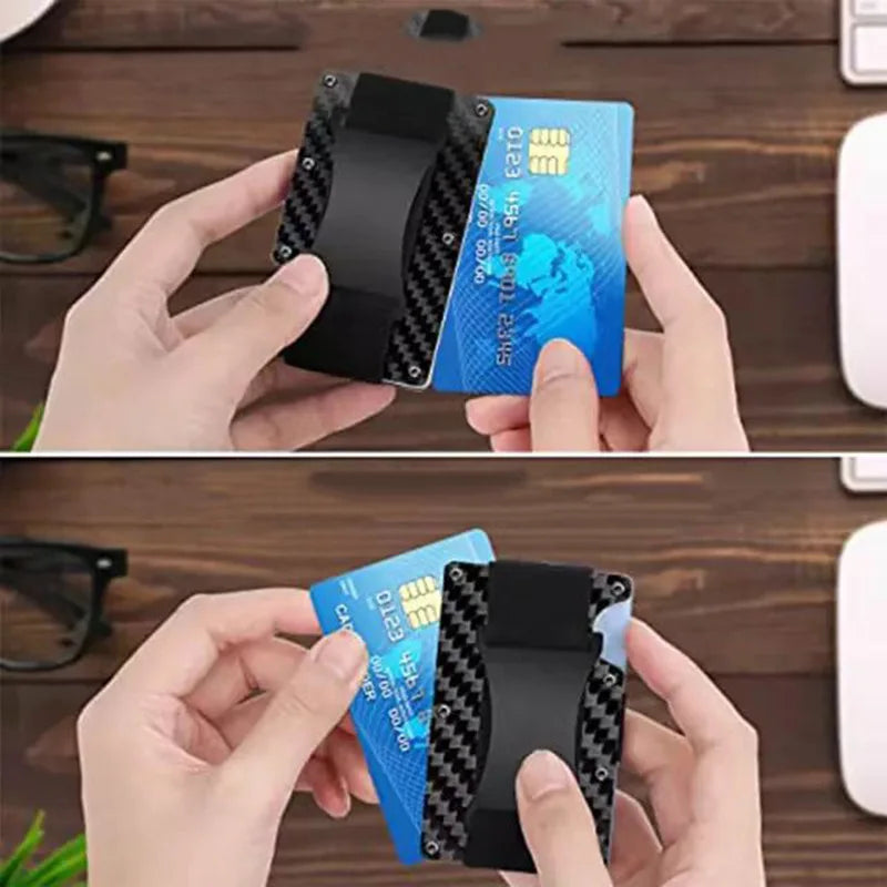 Homefish Slim RFID Blocking Aluminum Card Holder Elastic Back Pocket ID Credit Card Case Unisex Travel Mini Wallet