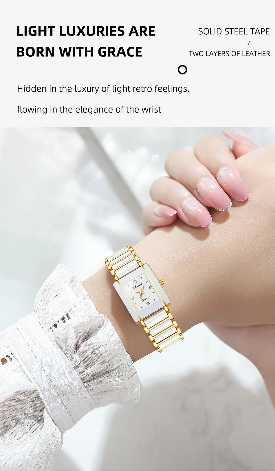 2PCS Couple Watches Ceramics Waterproof Fashion Leisure Men's and Women's Watch Reloj Mujer Romantic Birthday Gift Wristwatch