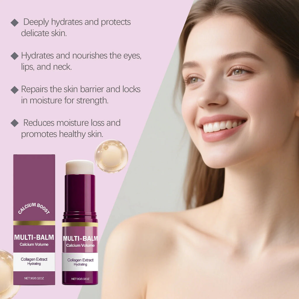 Multi Balm Calcium Volume Firming Skin Hydrating Nourishing Smoothing Collagen Moisturing Stick Suitable for Eyes Neck Face