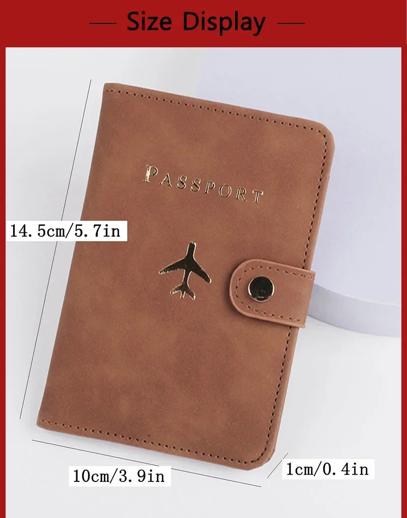 RFID Blocking Waterproof Leather Passport Holder Travel Credit Card Wallet Passport Book for Women Men Buckle Passport Cover