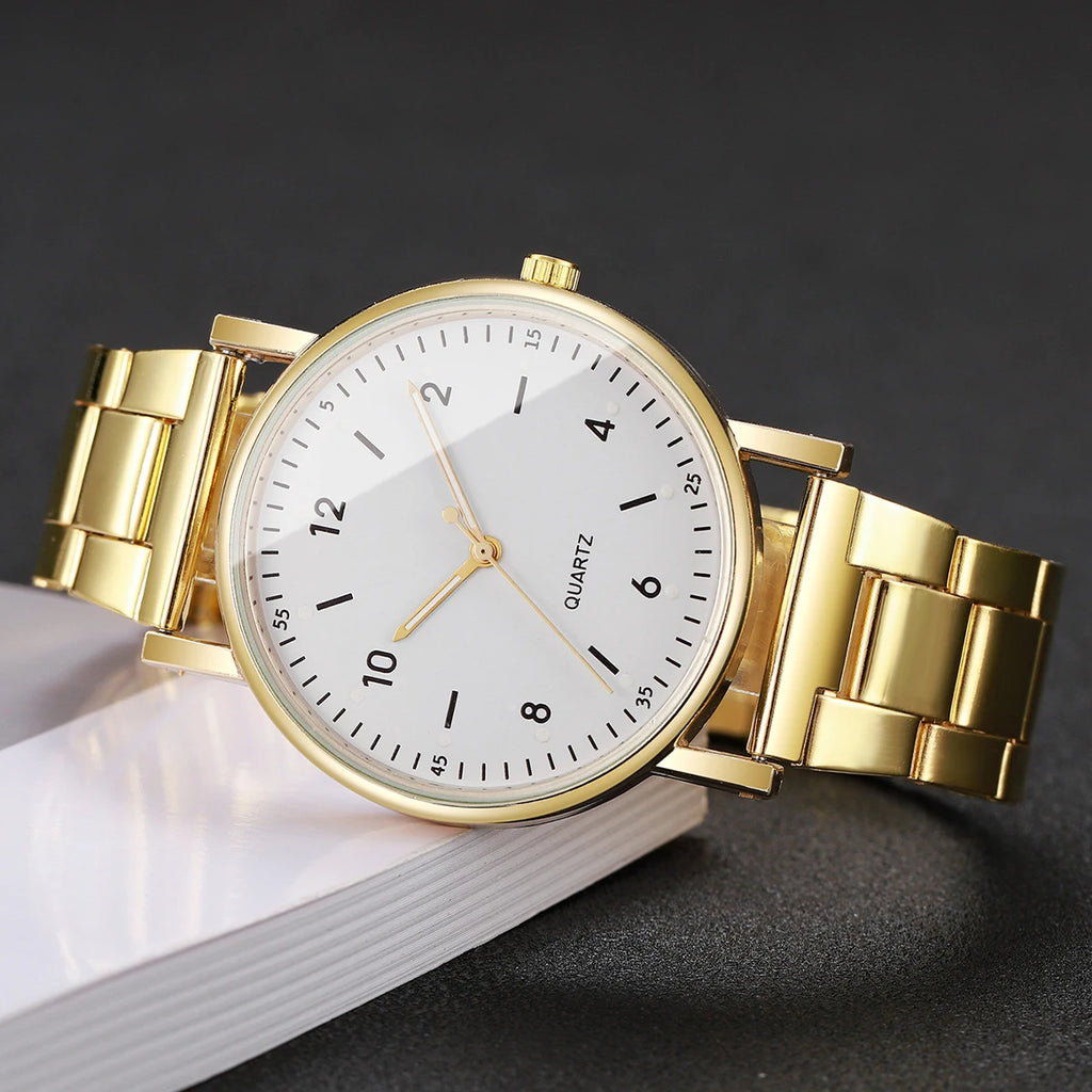 2/4PCS Fashion Arabic Dial Women Watches Simple Quaretz Wristwatch with Bracelets Set Reloj Mujer（Without Box）