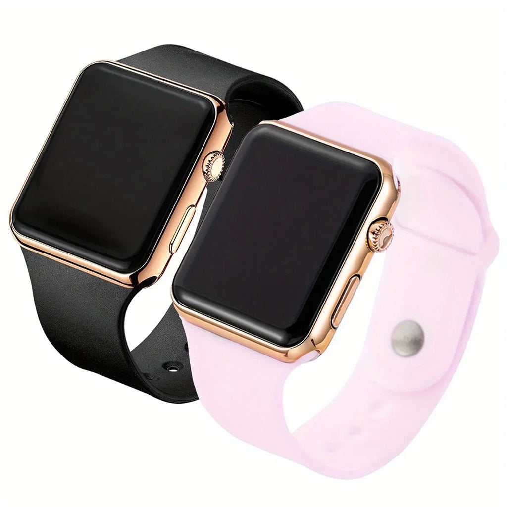 2pcs Couples Watch LED Display Electronic Watch Sports Silicone Digital Wrist Watch For Women Men Valentines Gift For Her Him