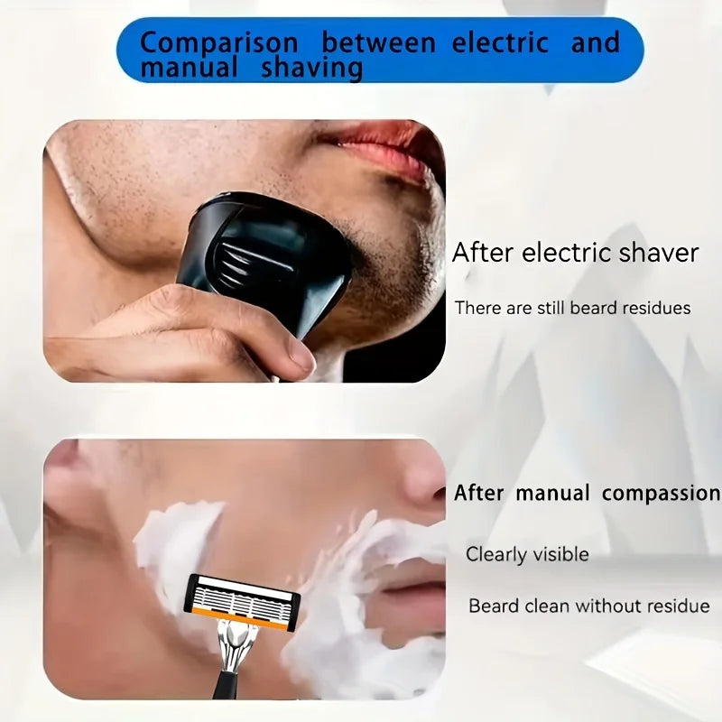 6-Layers Safety Razor Set High Quality Men Razor Sharp Stainless Steel Shaving Changeable Shaver Head Blade ﻿