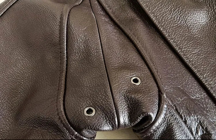 Dark Brown G1 Pilot Leather Jacket Women Military Style Plus Size 3XL Natural Cowhide Autumn Aviation Genuine Leather Coats