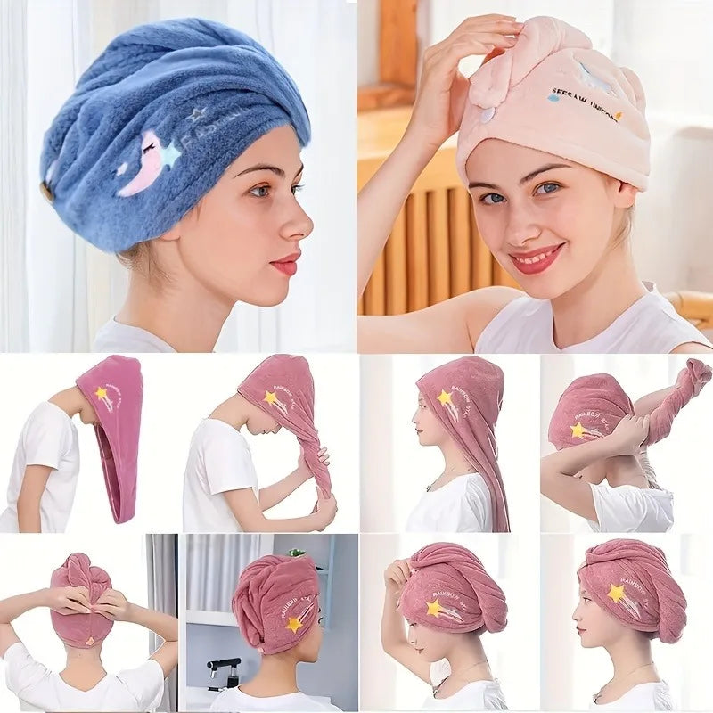 1Pc Dry Hari Cap, Coral Fleece, Polyesler Hair Drying Quick Towel Microfiber Shower Single Bandana Cap Ladies
