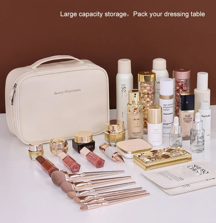 Women's Cosmetic Bag Makeup Bag Double Layer Large Capacity Luxury Cosmetics Organizer Travel Essentials Women's Cosmetic Bag
