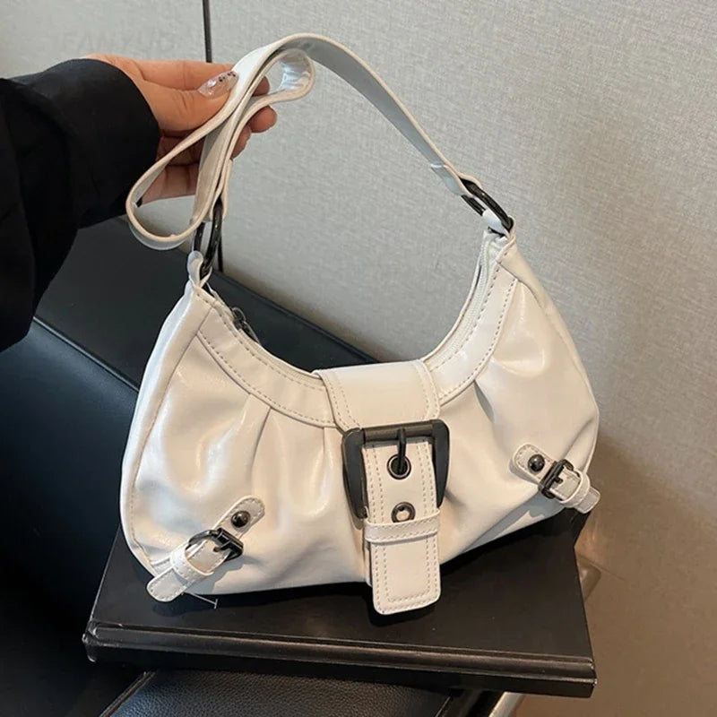 Y2K Retro Pleated Hobo Shoulder Bag for Women Hot Selling Maillard Style Underarm Bag Clutch Handbags for Travel Work Shopping